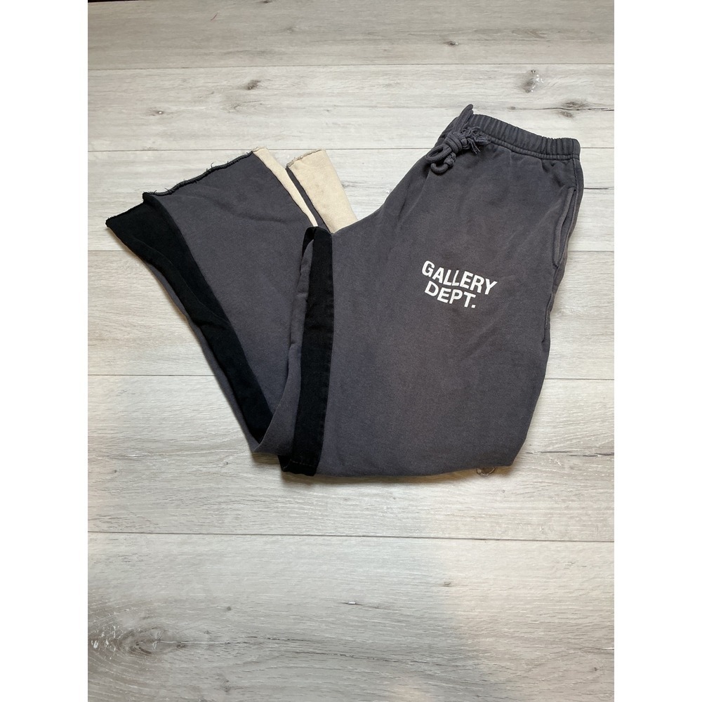 Gallery Dept Logo Flare Sweatpants Charcoal Grey White Medium New With Tags - Picture 3 of 6